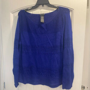 New Chelsea & Theodore Long Sleeve cobalt royal  blue  knit Sweater size xxl